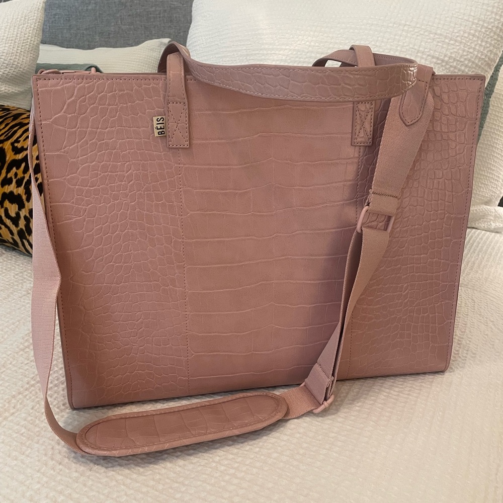 Beis The Large Work Tote in Atlas Pink Croc